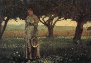 Winslow Homer The girl in the orchard painting